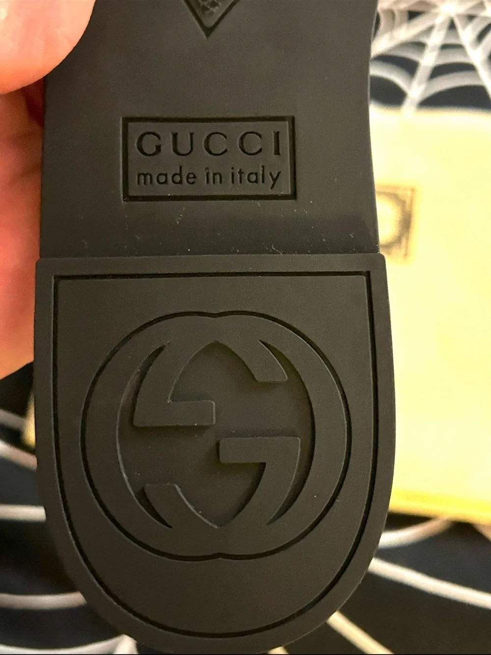 Gucci Black Palma Interlocking GG Rubber Flat Slide Sandals